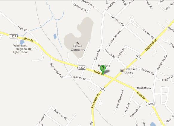 Map of Holden, MA